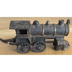 Vintage Black Cast Iron Toy  Train Steam Engine